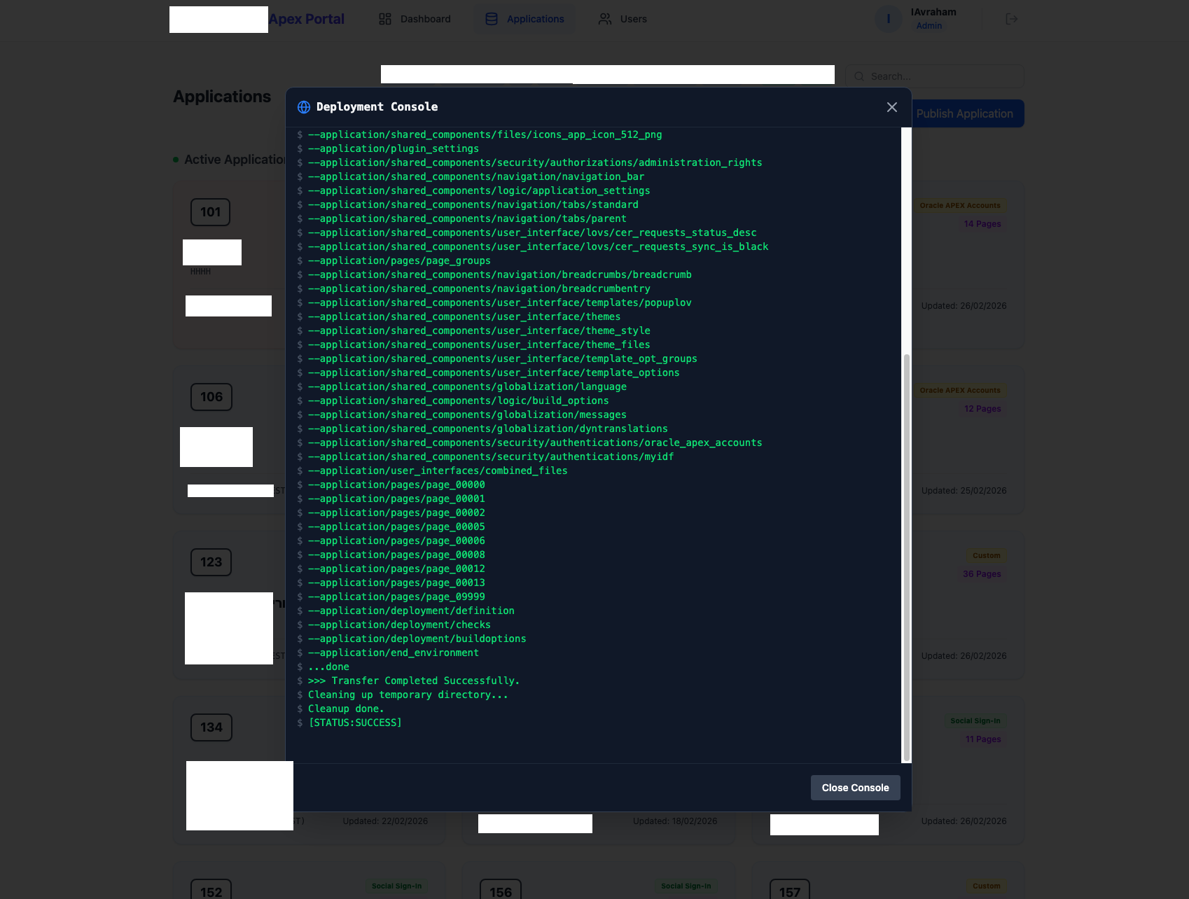 APEX Promotion Portal — Combined view