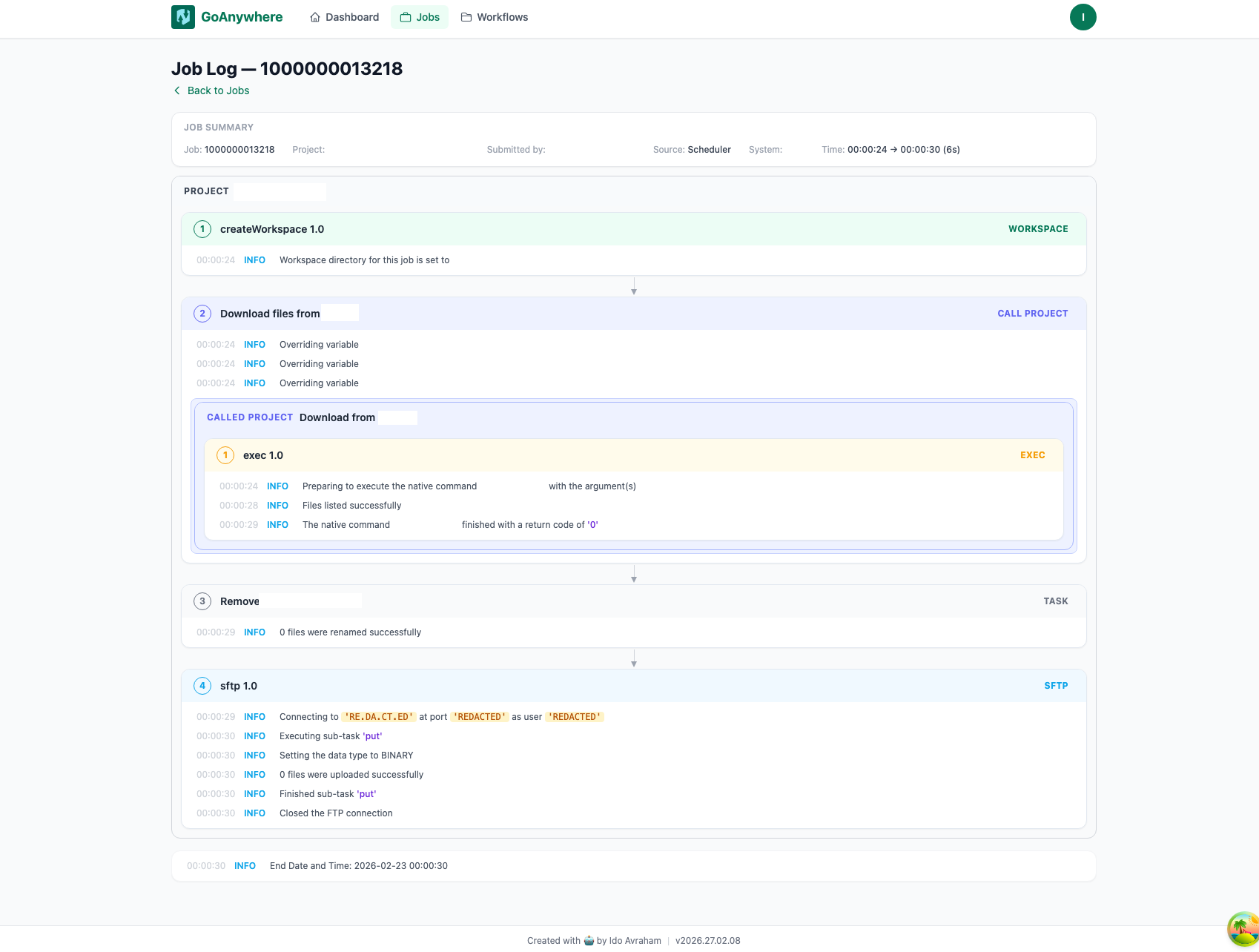 GoAnywhere Dashboard — Workflow visibility and structured log view